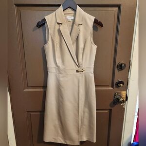 Calvin Klein Beige Zip Wrap Sleeveless Dress